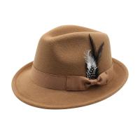 Sombrero Fedora Clásico Para Hombres Color Sólido Con Decoración De Pluma Estilo Elegante Para Caballeros Adecuado Para Fiestas Y Salones De Baile - details 6