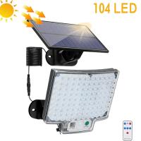 1PC Luz Solar Exterior Impermeable Con Sensor De Movimiento Y Control Remoto 3 Modos 192 LED Para Patio Garage Jardín - details 1