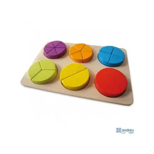Andreu Toys - Puzle de Fracciones Didáctico de Madera con 22 Piezas - 1