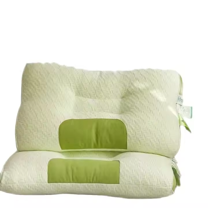 Almohada De Dormir Antibacteriana De Fibra De Bambú Y Carbono 3D Para Adultos Y Estudiantes Almohada De Cuello Con Núcleo Para Hogar U-Shape 100% Algodón 300TC - 1