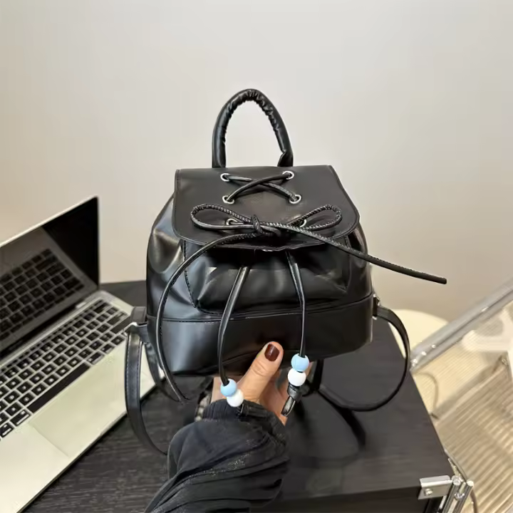 Mochila Casual Para Damas Con Lazo 2024 Nueva Versátil De PU Con Lining De Poliéster Bolsa De Hombro Para Mujer - 1
