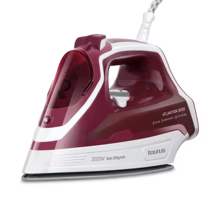 Plancha Plancha de vapor TAURUS Atlantida 3000  | Cerámica, Vapor continuo 0-45 g/min, 918979000, Granate, Blanco - 1