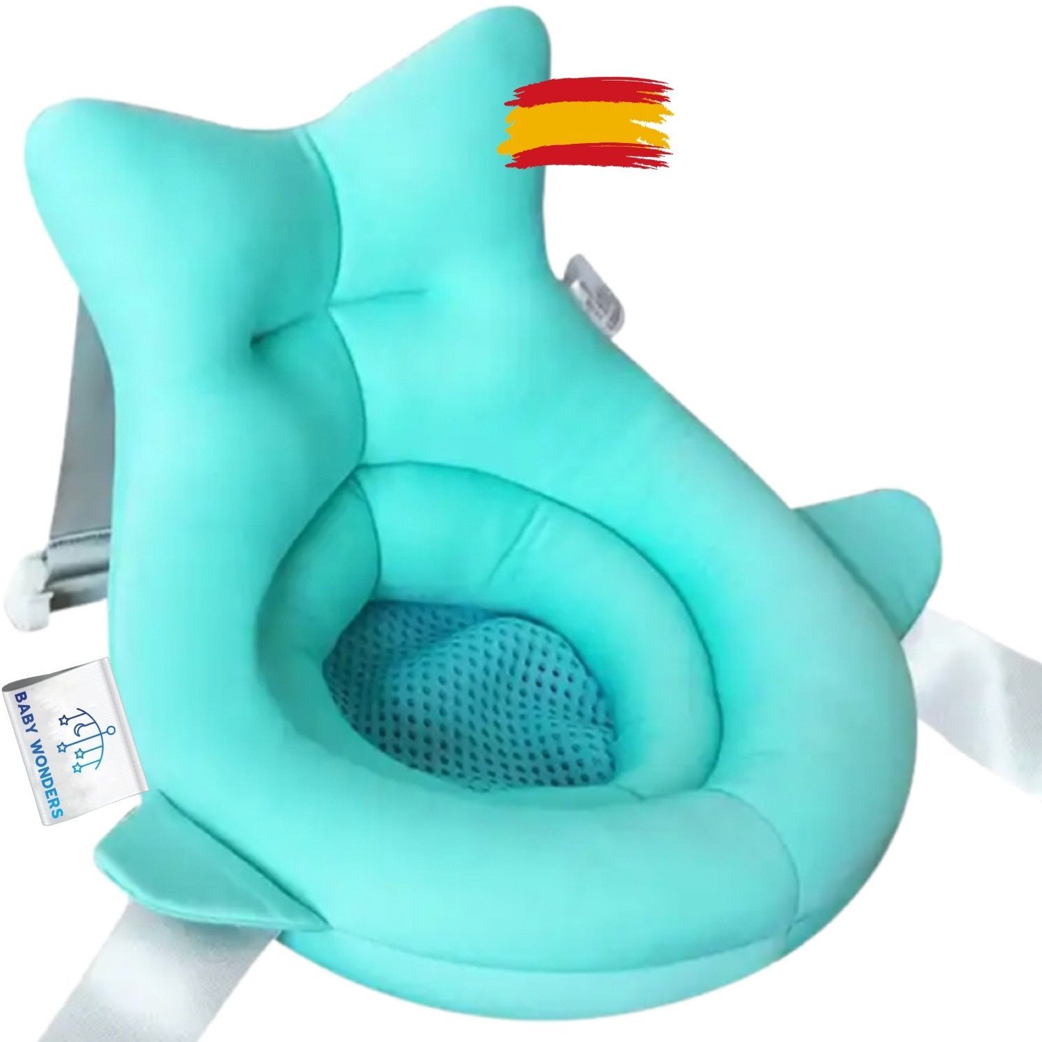 Baby Wonders® Cojin Bañera Bebe Universal Cola de Ballena, Cojin Ducha Bebe, Cojin De Baño Bebe, Asiento de Bebe Bañera Ajustable, Cojin Bañera Bebe Recien Nacido, Asiento Plegable