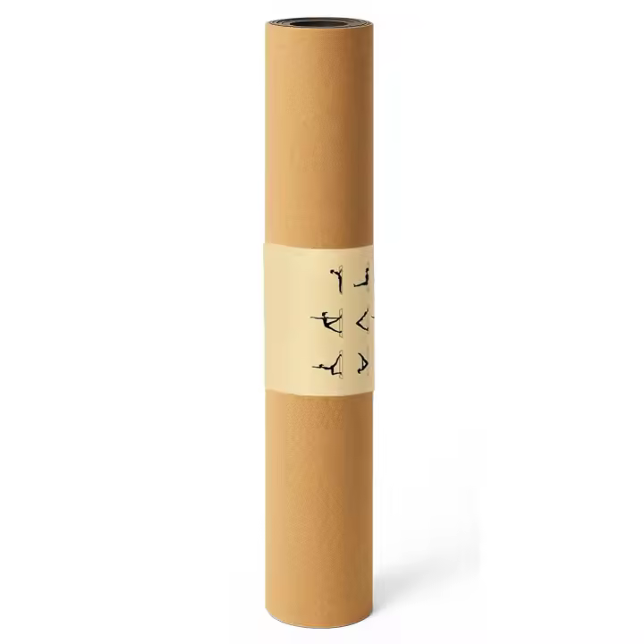 TIENDA EURASIA - Esterilla de Yoga, Fitness o Pilates, Fabricada en Resistente Corcho Natural con Base Antideslizante, Medida 60 x 180 cm, Incluye Asa de Transporte con Ilustraciones de Ejercicios - 1