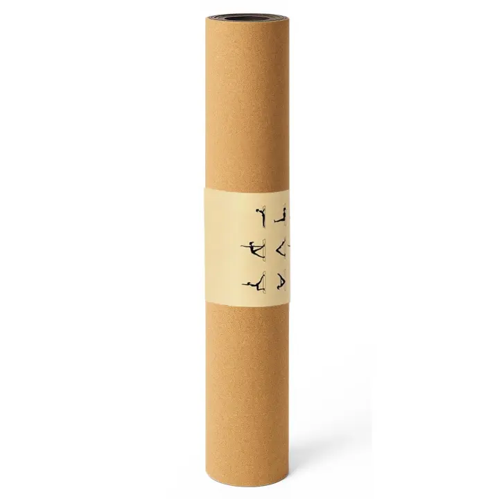 TIENDA EURASIA - Esterilla de Yoga, Fitness o Pilates, Fabricada en Resistente Corcho Natural con Base Antideslizante, Medida 60 x 180 cm, Incluye Asa de Transporte con Ilustraciones de Ejercicios - 1