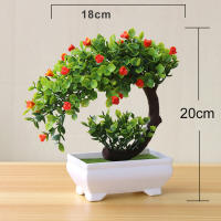 Planta Artificial En Maceta Bonsái Verde Árbol Pequeño Ornamentos Realistas Plásticos Eterna Decoración Floral Para Escritorio - details 10