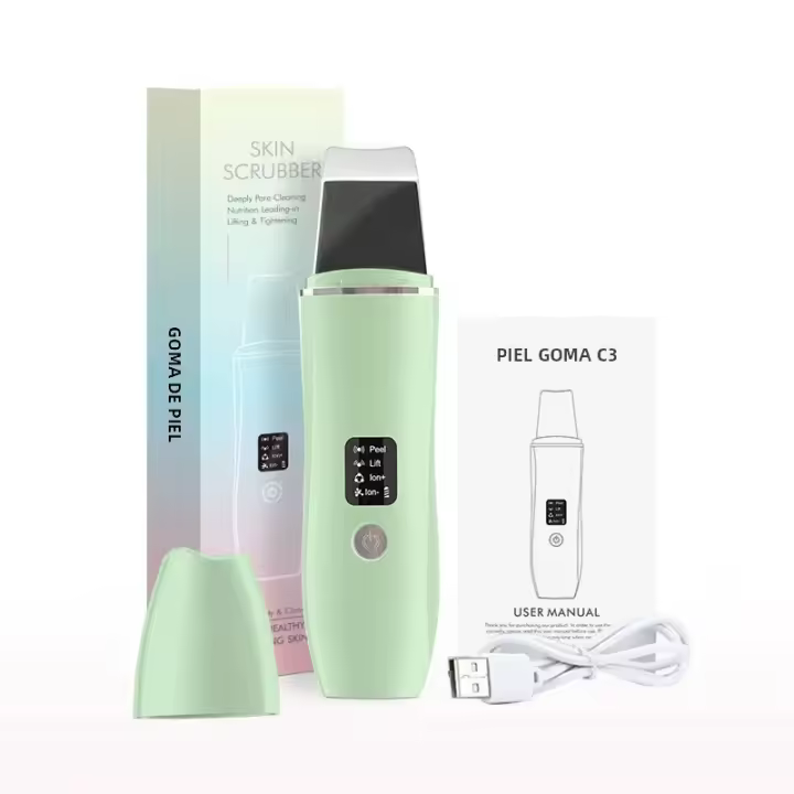 EMS Ultrasonido Limpiador De Piel Scrubber Vibración 4 Modos Extractor De Quistes Limpieza Profunda Levantamiento Facial Masajeador Ionizado - 1