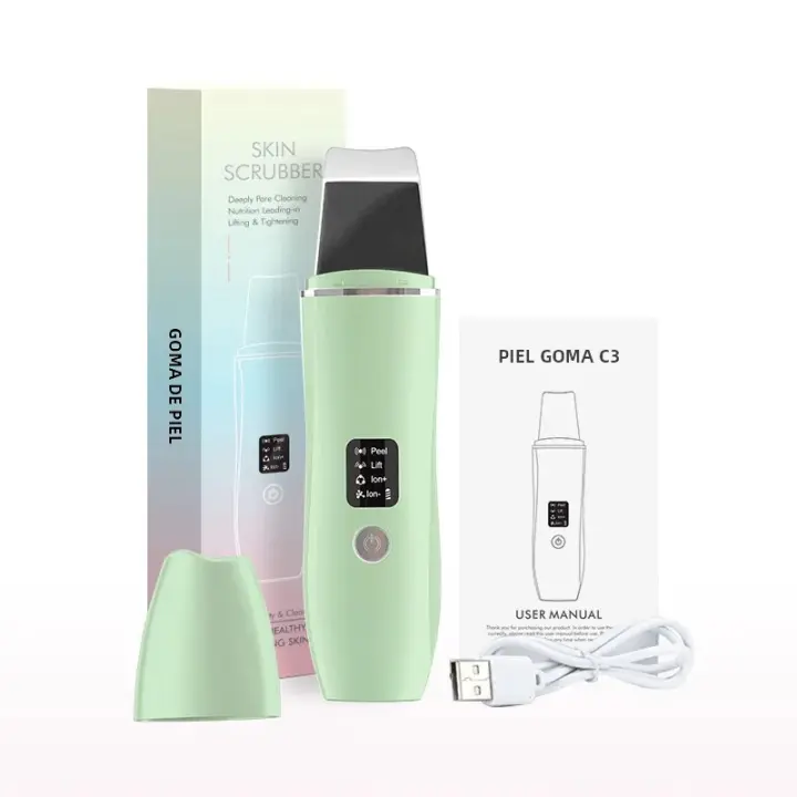 EMS Ultrasonido Limpiador De Piel Scrubber Vibración 4 Modos Extractor De Quistes Limpieza Profunda Levantamiento Facial Masajeador Ionizado - 1
