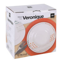 MAXHOME-Vajilla redonda 12 piezas veronique md,    ○ Plato para Postre x 4 (Ø 19 cm)    ○ Plato Llano x 4 (Ø 24 cm)    ○ Plato Hondo x 4 (Ø 21,5 cm) - details 4