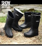 Zapatos De Lluvia Para Hombres Botas De Agua De Medio Tamaño Moda Coreana Suaves Y Antideslizantes Suela Gruesa Material De Goma - details 1