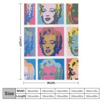 Manta De Tela De Coral Warhol Marilyn Monroe Estampado Para Sofá Cálida Y Pesada Manta De Viaje Impermeable Antipelusa Portátil Para Adultos - details 2