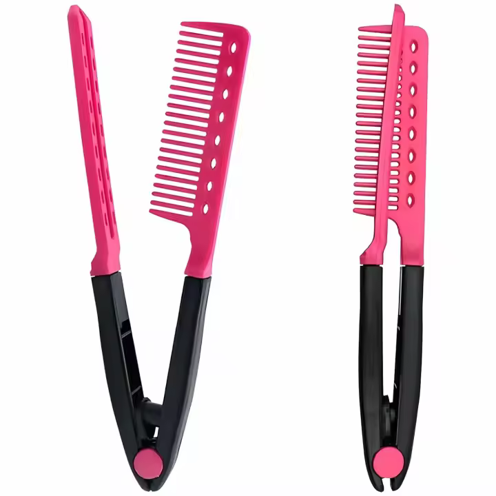 PORCHEDDU Juego de peines para Alisar El Cabello, paquete de 2 peines de Hierro para hacer Una Melena Hermosa, peine alisador de Cabello with agarre signatures, pink color - 1