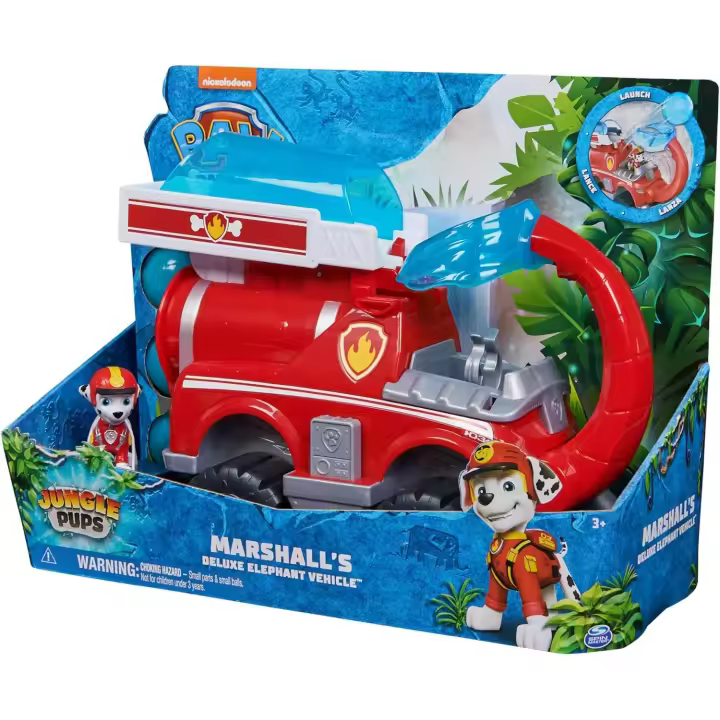 PATRULLA CANINA - JUNGLE PUPS - Coche de Elefante de Marshall Deluxe con Llanzador de Proyectiles - Camión de Juguete con Figura de Acción Marshall Patrulla Canina (Spin Master 6068023) - 1