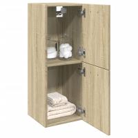 vidaXL Armario de baño madera contrachapada 30x30x80 cm en color Blanco/Roble Sonoma/Madera antigua y más | almacenamiento funcional diseño moderno para baño dormitorio sala - details 1