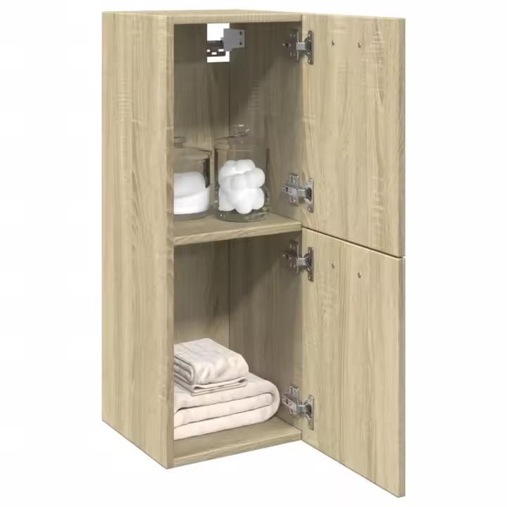 vidaXL Armario de baño madera contrachapada 30x30x80 cm en color Blanco/Roble Sonoma/Madera antigua y más | almacenamiento funcional diseño moderno para baño dormitorio sala - 1