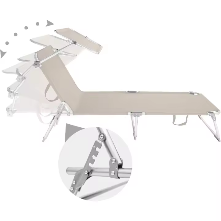 Tumbona plegable portátil de aluminio para playa y piscina California Tumbonas de Aluminio, Mueble de Jardín, Parasol, Respaldo Ajustable, Exterior Patio Terraza Playa 188*56cm - 1