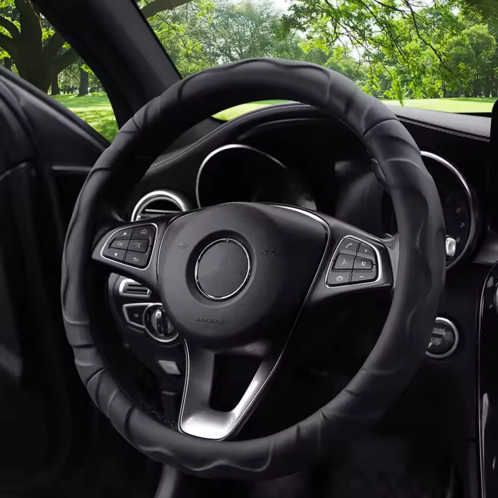 Funda De Volante Deportiva De Piel De Oveja Artificial 14.5-15 Pulgadas 37-38CM Tamaño Ajustable Para Coche Estilo Tridimensional - 1
