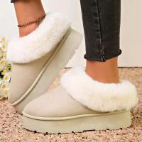Botas De Nieve Para Mujer De Cuero Sintético Con Interior De Algodón Y Suela Gruesa Antideslizante Botas Cálidas Sin Cordones Para Invierno - details 5