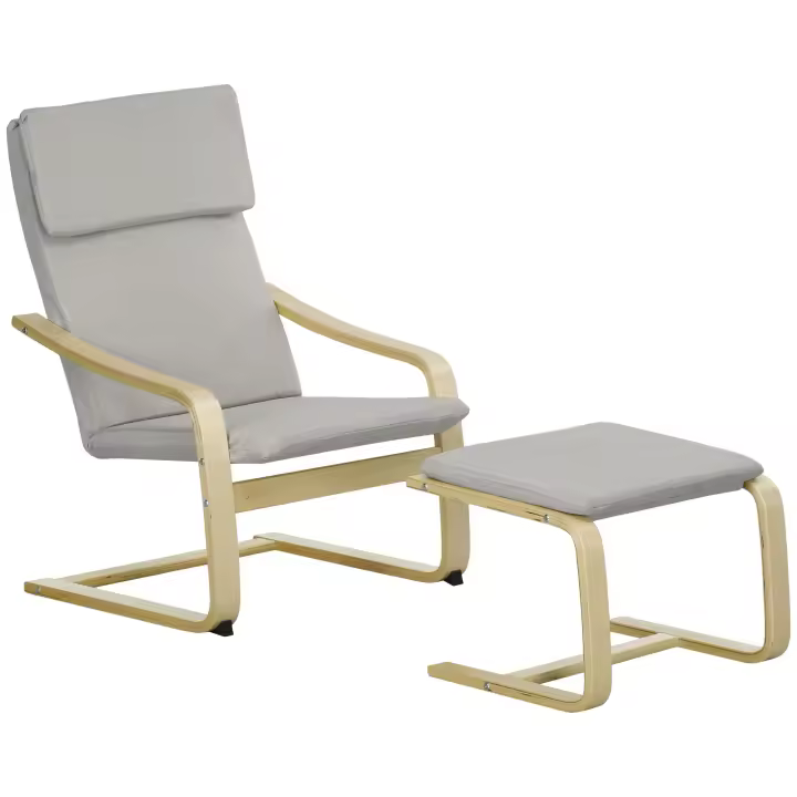 HOMCOM sillón relax con reposapiés, tranquilidadSillón con taburete, sillón de lectura, sillón de descanso con reposabrazos, sillón oscilante, silla de relajación con funda de lino para sala de estar, balcón, pasillo, 66,5 x 80 x 99 cm - 1