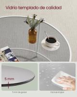 Mesa de centro redonda de cristal y acero, elegante para salón y café, disponible en negro o blanco perla, diámetro 84 cm - details 3