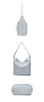 Bolso De Hombro Para Mujer Zency Elegante Azul De Cuero Genuino 100% Bolso Hobos Blanco Mochila Mensajera Para Dama Con Decoración De Cerradura Charm Lock Tamaños Variados - details 9