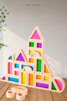 Bloques De Construcción De Madera Coloridos 25Pcs Juguete Sensorial Montessori Para Preescolar Bloques De Arcoíris De Geometría Para Niños De 4 a 12 Años - details 6