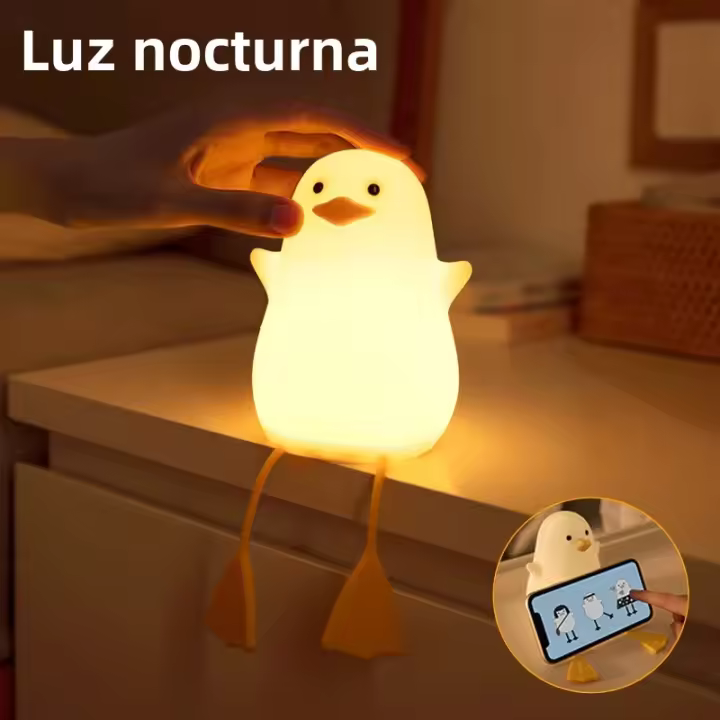 Lámpara De Noche En Forma De Pato Con Luz LED Táctil Recargable Y Dimmer Para Dormitorios Lámpara De Mesa Con Luz Suave Para Ambientes - 1