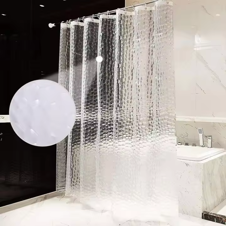 Cortina de Ducha, Cortina de baño EVA antimoho, Impermeable 3D, Semitransparente, ecológica, Lavable, con 8 Ganchos antioxidantes (180 x 200 cm) - 1