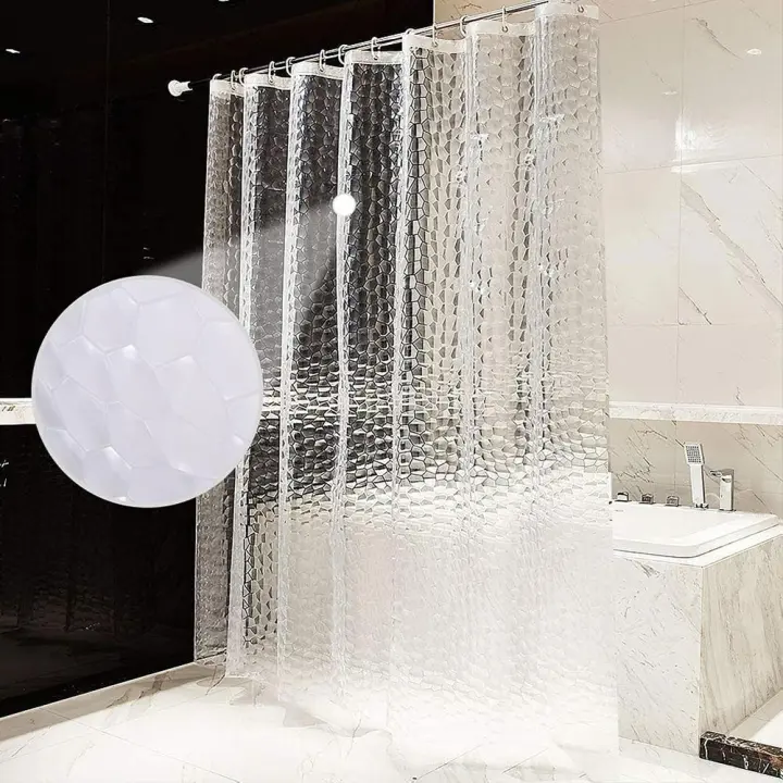 Cortina de Ducha, Cortina de baño EVA antimoho, Impermeable 3D, Semitransparente, ecológica, Lavable, con 8 Ganchos antioxidantes (180 x 200 cm) - 1