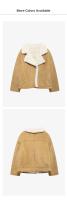Chaqueta Motociclista Corta Para Mujer UNIZERA Otoño/Invierno Nueva Del 2024 Estilo Casual Cuello Redondo Peluche Grueso Con Botones Y Bolsillos - details 3