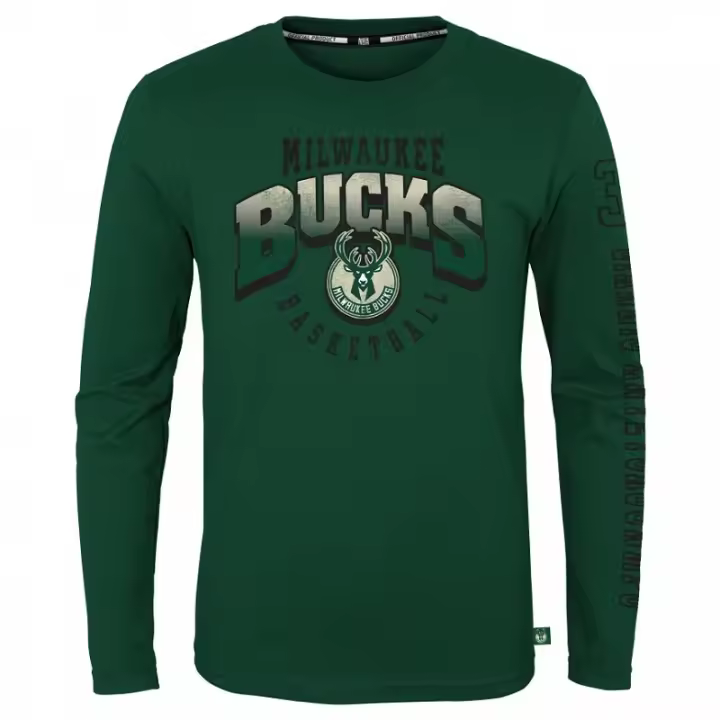 Camiseta Giannis Antetokounmpo Milwaukee Bucks Manga Larga - Graphic Tee Outerstuff - 1