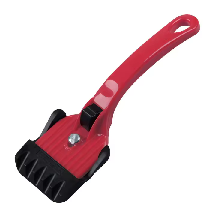 FACKELMANN Rasqueta Vitrocerámica, Raspador Bandeja Horno, Rasqueta limpieza parrilla horno, de acero inoxidable con cuerpo y mango de plástico rojo y negro, 19x6cm, 1ud. - 1