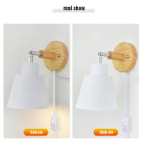 Nordic Wall light Indoor DIY E27 Wooden 6 Colors EU/UL Plug 350° Wall lamps For Living room Bedroom Aisle Sconce Fixtures Decov - details 3