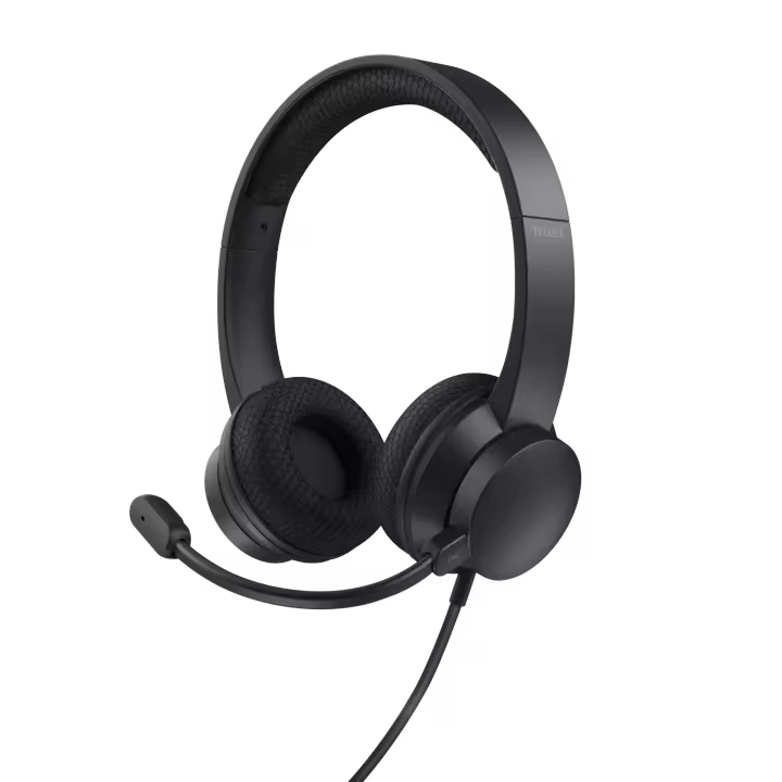 Auriculares USB-ENC para PC Trust Ayda, Micrófono con Cancelación de Ruido, Sonido Estéreo, Control de Volumen en Auricular, Conexión USB-A y USB-C, Diseño Ligero y Cómodo, Diadema Ajustable, Almohadillas Transpirables, Ideal para Llamadas, Videollamadas - 1