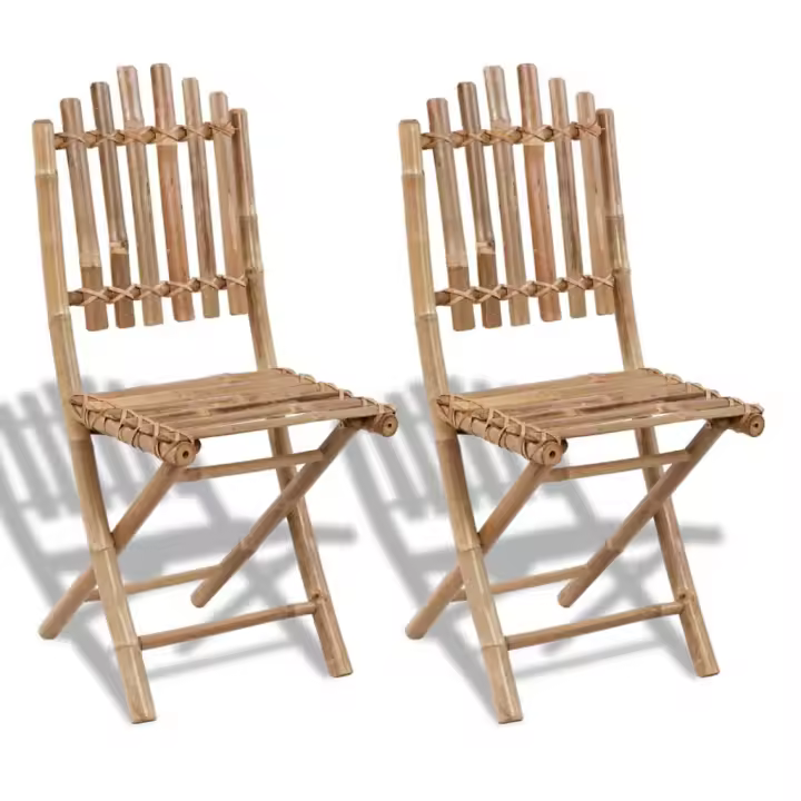 vidaXL Sillas de jardín plegables bambú Set 2/4 - 1