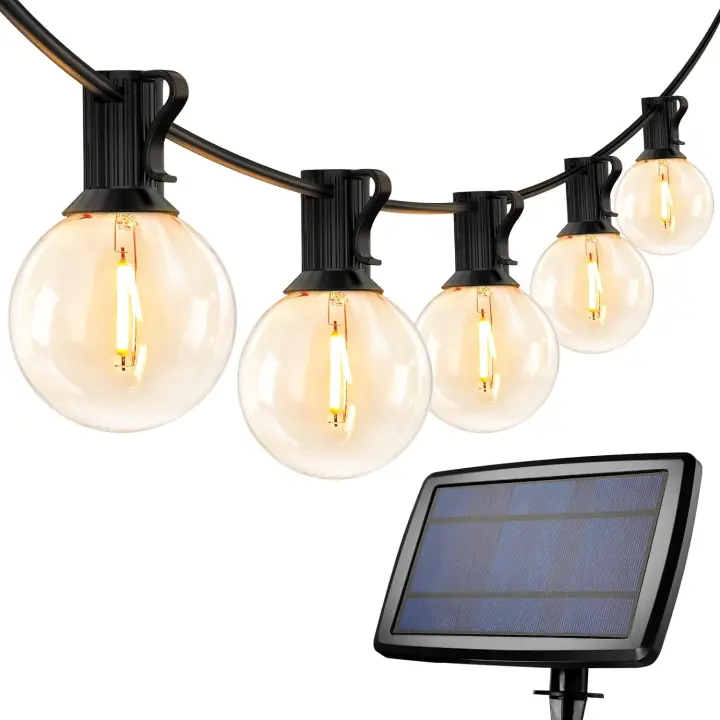 Guirnalda Bombillas LED Grandes, 25 Bombillas y 15m, Iluminación Hogar Interior y Exterior, Bombillas Solares Recargable USB - 1