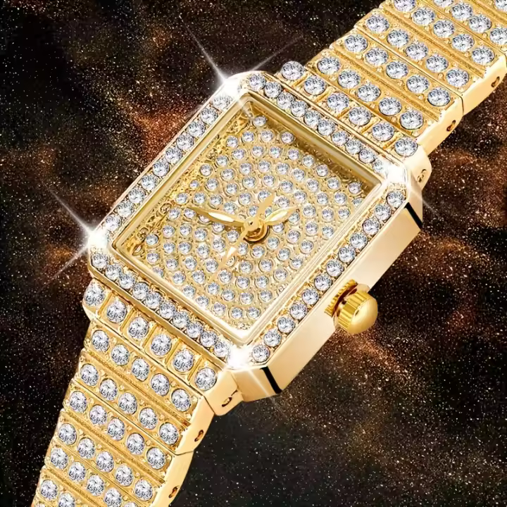 Reloj De Cuarzo Lujo Con Estampados De Diamantes Regalo Perfecto Para Día De La Madre San Valentín Y Aniversarios Celebraciones Bandeja De Acero Inoxidable Movimiento De Cuarzo Estilo Casual - 1