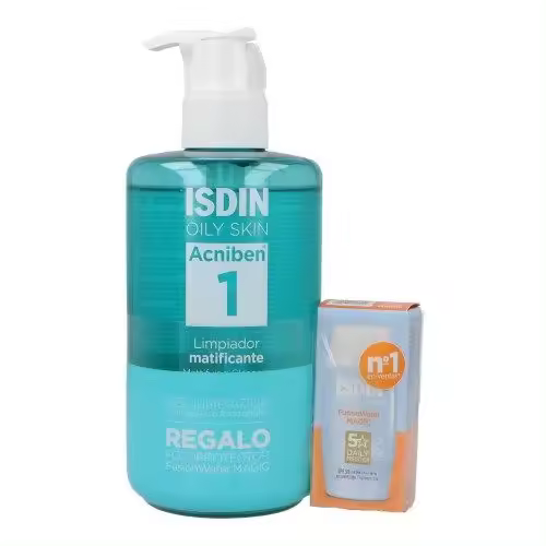 ISDIN Gel limpiador matificante 400ml + regalo muestra fusion water SPF50 - 1