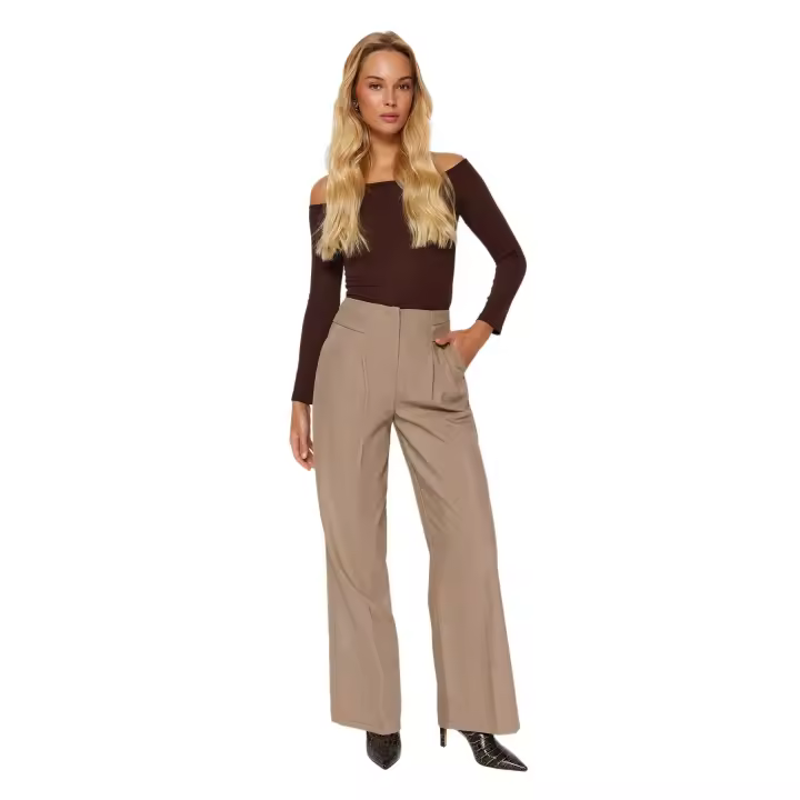 Trendyol Beige Wide Leg Woven Trousers Twoaw24Pl00129 - 1