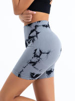 Shorts De Yoga Para Mujer Cintura Alta Sin Costuras Tie-Dye Elásticos Altos Transpirables Leggings De Gimnasio - details 22