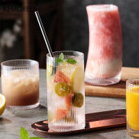 4PCS Vaso De Vidrio Rayado Para Café Americano Jugo Bebida Fría Desayuno Adecuado Para Tienda De Café Hotel Fiesta - details 5