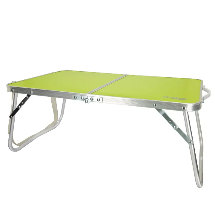 Aktive - Mesa baja plegable camping, color verde, 60x40x25 cm, patas y tablero plegables, máx. 20 kg, aluminio y madera MDF, antideslizante, antivuelco, plegado compacto, mesa portátil, resistente y duradera, cierre de seguridad, asa de hombro y de mano - 1