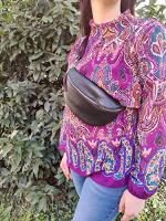 Rinonera hombre Mujer, rinonera de cuero para Mujer, Bolso de Mujer elegant, riñonera con Correa para el hombre, cinturón Mujer ajustable, Cuero genuino Made in Italy, Modelo EASY (S Black) - details 0