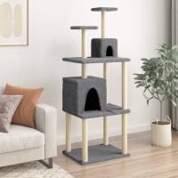 vidaXL Rascador para gatos con postes de sisal 167 cm Color Crema,  Gris claro,  Gris oscuro y mas - details 2