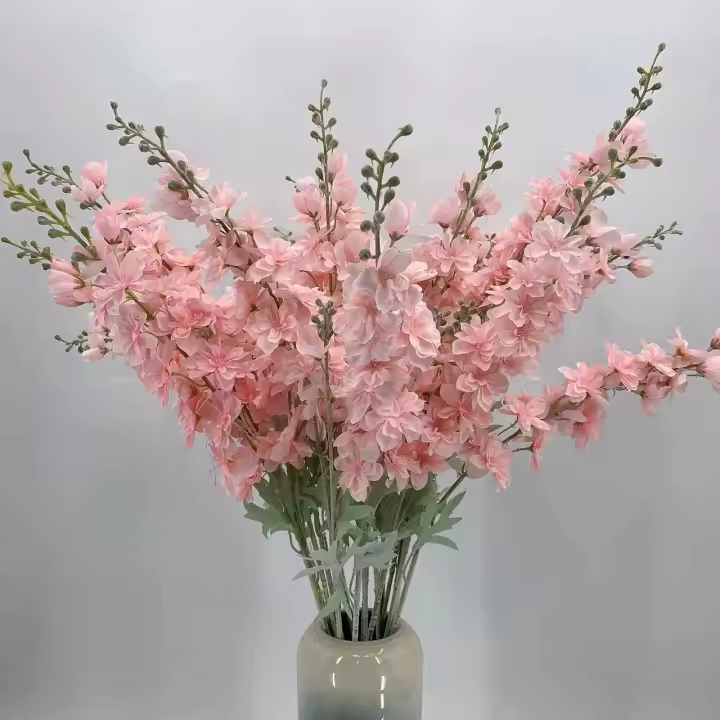 Rama De Flores Artificiales Delphinio De Seda Con 2 Cucharas Para Decoración De Hogar Boda Hotel Flor Artificial Fleur Artificielle - 1