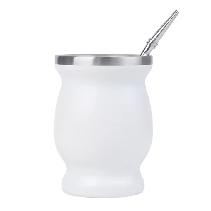 Juego De 8 Oz Bombilla Para Yerba Mate Con Taza De Acero Inoxidable Doble Y Cuchara Y Cepillo Aislante De Calor Anti Quemaduras - 1