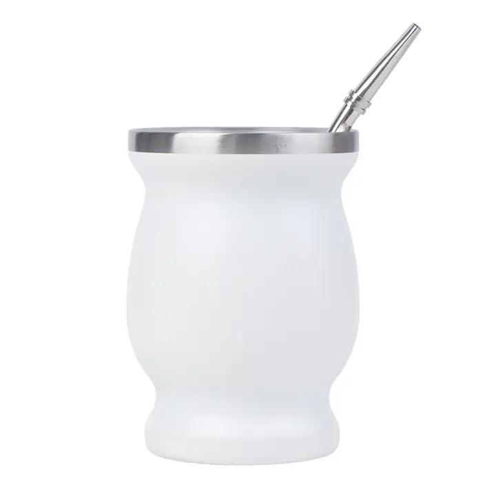 Juego De 8 Oz Bombilla Para Yerba Mate Con Taza De Acero Inoxidable Doble Y Cuchara Y Cepillo Aislante De Calor Anti Quemaduras - 1