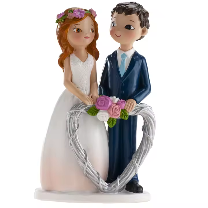 Figura para Tarta Pareja Corazón No Comestible PET 16 Cm - 1