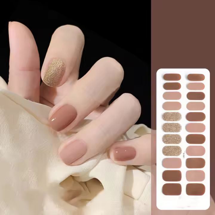 Pegatinas De Uñas Con Brillo De Lentejuelas Flash 22 Dedos Gel Película Ins Viento Impermeable Duradero Adhesivo De Uñas PET - 1