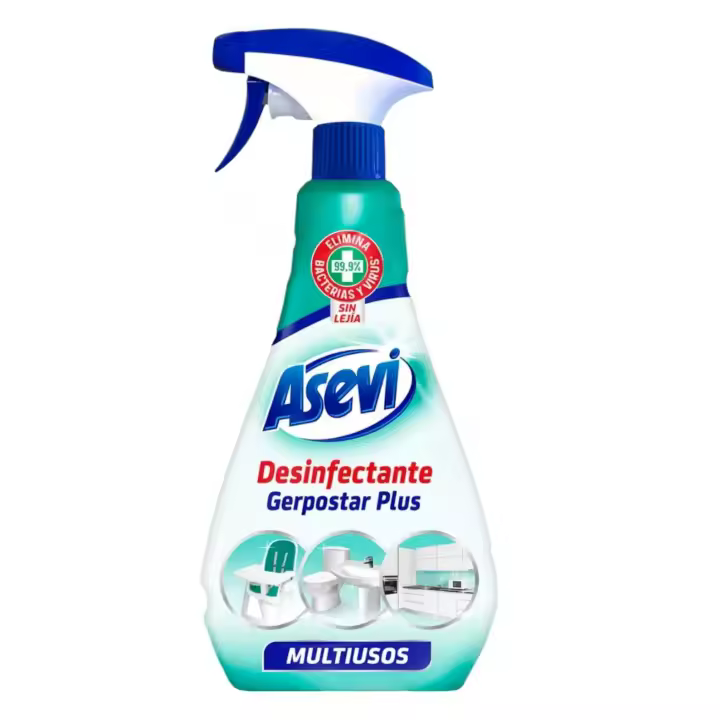 ASEVI- DESINFECTANTE Multiusos Pistola Sin Lejía 750ml eficaz 99.9% gérmenes virus hogar limpio y protegido - 1